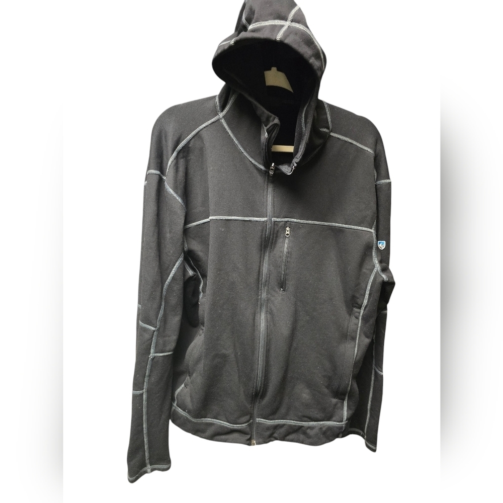 Kuhl Womens Full Zip Hooded Lightweight Jacket Black Sz XXL Fleece Lined